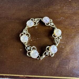 Vintage Coro Gold Tone Link Bracelet   Ornate Openwork Panels. Art Nouveau Style